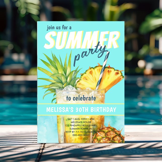 Tropical Summer Party Birthday Invitation (Creator Uploaded)