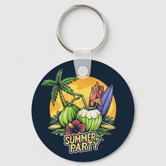 Tropical Summer Party Key Ring (Front)