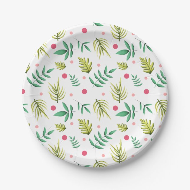 Tropical Summer Party Pattern Paper Plate (Front)