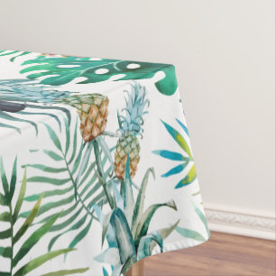 Tropical summer Pineapple Parrot Bird watercolor Tablecloth