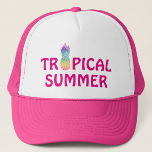 Tropical summer pineapple pink girl's trucker hat