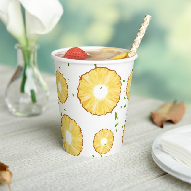 TROPICAL SUMMER pineapple Slice trendy Pattern Paper Cups (Insitu)