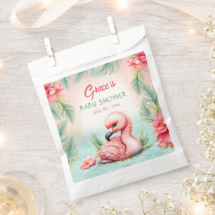 Tropical Summer Pink Flamingo Girl Baby Shower Favour Bag