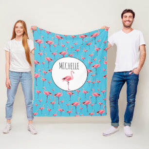 Tropical Summer Pink Flamingo Pattern Fleece Blanket