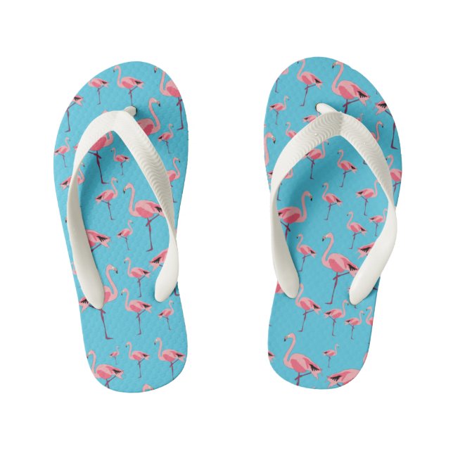 Tropical Summer Pink Flamingo Pattern Kid's Thongs (Footbed)
