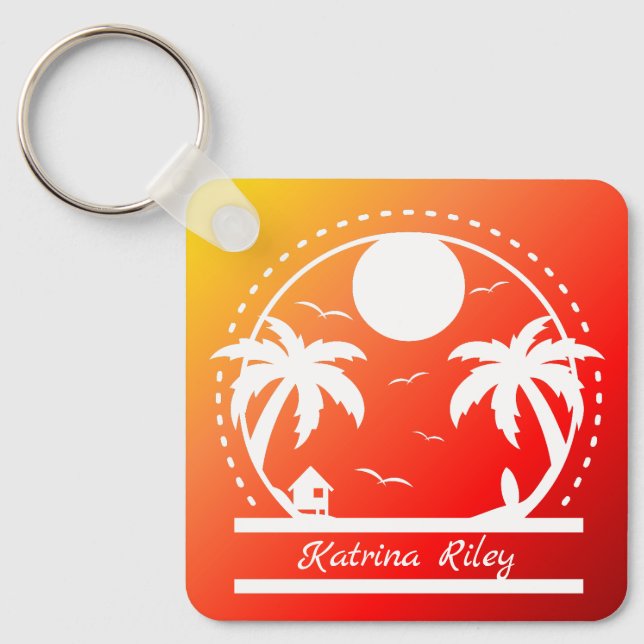 Tropical Summer (red-orange-yellow gradient) Keych Key Ring (Front)
