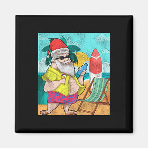 Tropical Summer Santa Claus Funny Hawaiian Christm Magnet