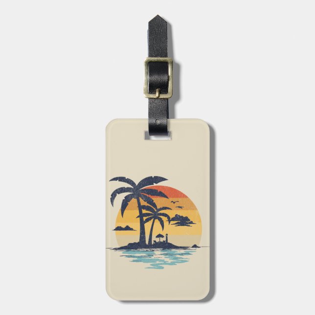 Tropical summer scene luggage tag (Front Vertical)
