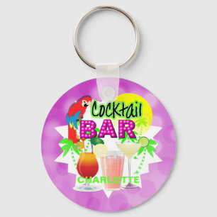 Tropical Summer Sun Cocktail Drinks Bar Fun Key Ring