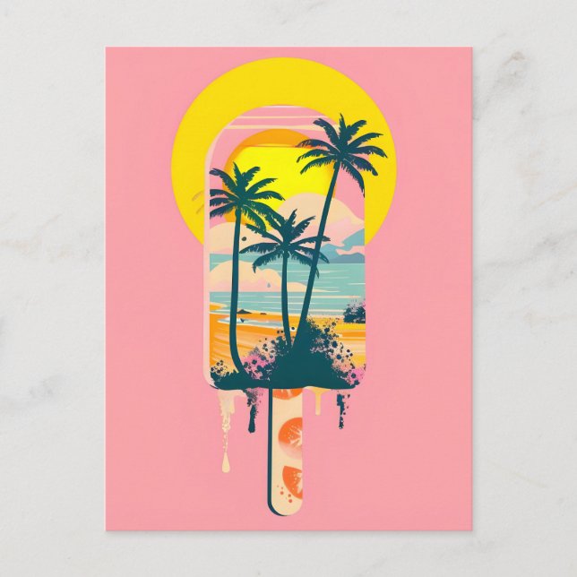 Tropical Summer Sunset Sweets Paradise Holiday Postcard (Front)
