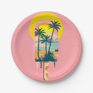 Tropical Summer Sunset Sweets Paradise Paper Plate