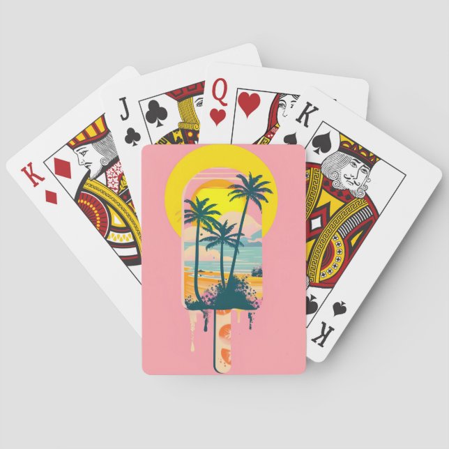 Tropical Summer Sunset Sweets Paradise Playing Cards (Back)