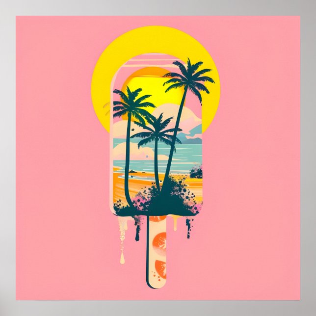 Tropical Summer Sunset Sweets Paradise Poster (Front)