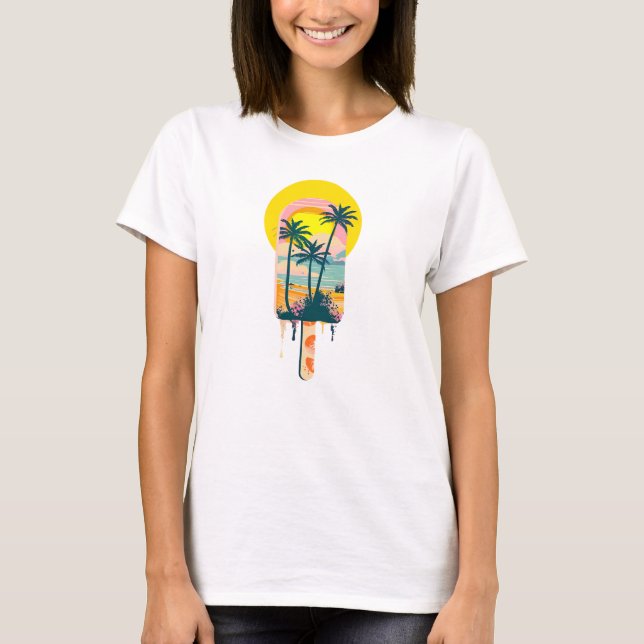 Tropical Summer Sunset Sweets Paradise T-Shirt (Front)