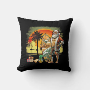 Tropical Summer Surfing Santa Claus 6 Pack Christm Cushion