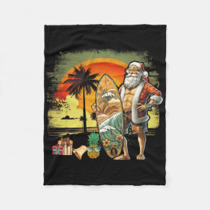 Tropical Summer Surfing Santa Claus 6 Pack Christm Fleece Blanket