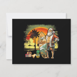 Tropical Summer Surfing Santa Claus 6 Pack Christm Holiday Card