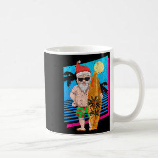 Tropical Summer Surfing Santa Claus Funny Christma Coffee Mug