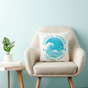 Tropical Summer Surfing Vibes Cushion