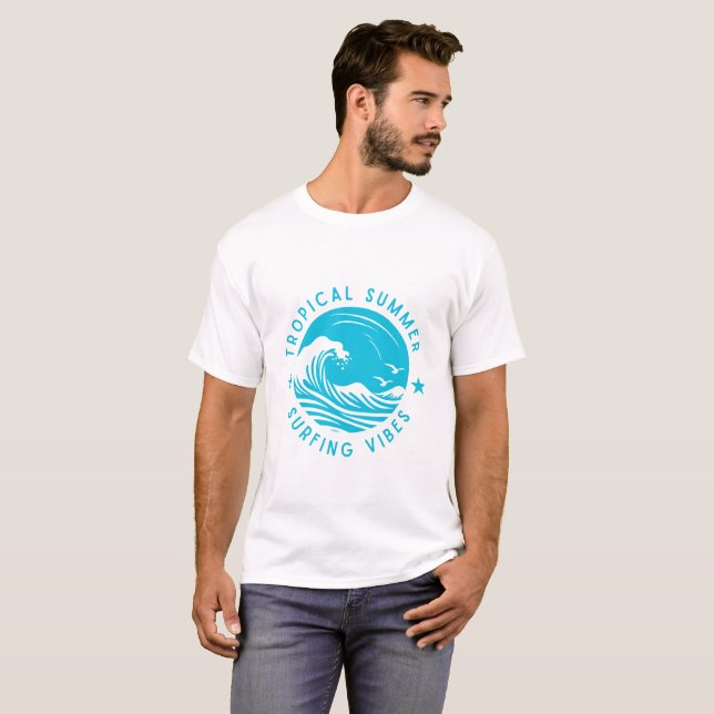 Tropical Summer Surfing Vibes T-Shirt (Front Full)