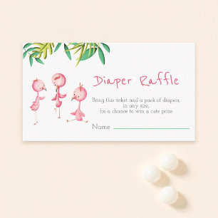 Tropical Summer Triplets Flamingo Diaper Raffle  Enclosure Card