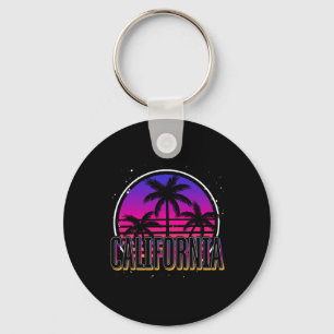 Tropical Summer Vacation Cali Retro Palm Trees Cal Key Ring