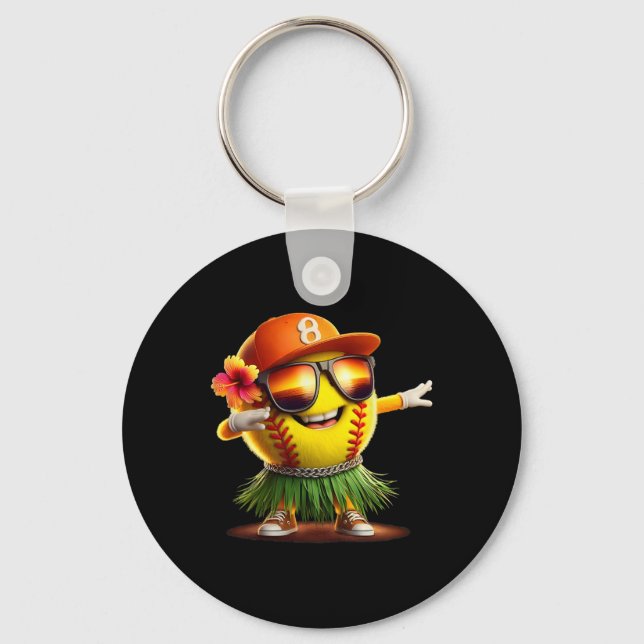 Tropical Summer Vacation Funny Hawaii Softll Ll Ha Key Ring (Front)