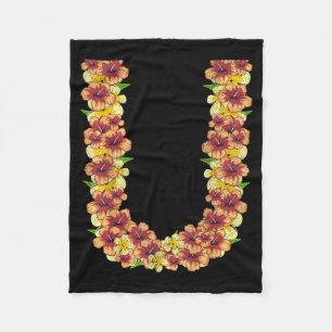 Tropical Summer Vacation Hawaiian Flowers Floral Fleece Blanket
