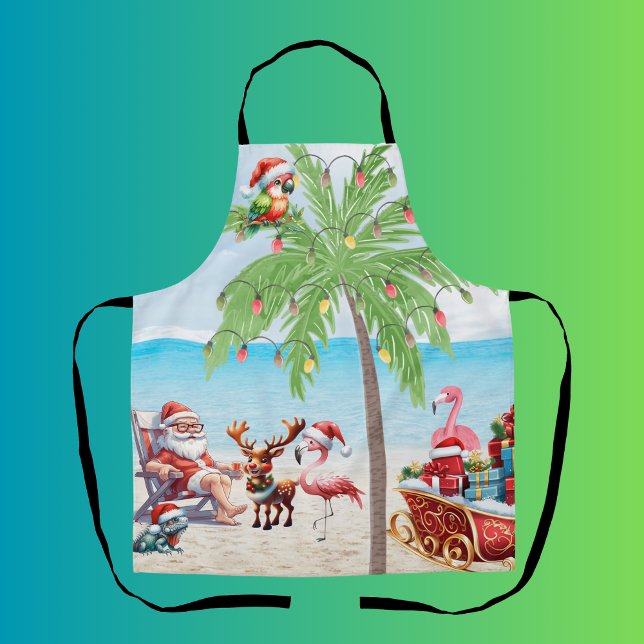 Tropical Summer Vibes Christmas Party Apron (Creator Uploaded)