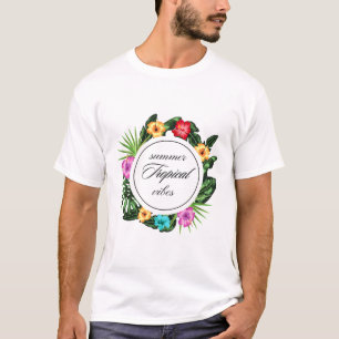 Tropical Summer Vibes: Floral Circle Design T-Shirt
