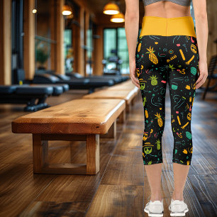 Tropical Summer Vibes Pattern - Fun and Colorful Capri Leggings