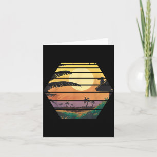 Tropical Summer Vibes Sunset Palm Trees Retro Card