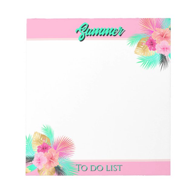 Tropical Summer Vibrant To Do List  Notepad (Front)