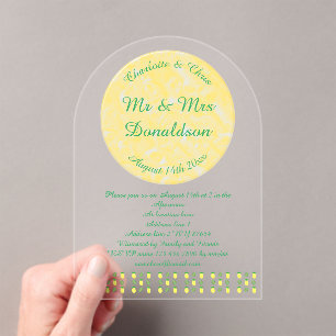 Tropical Summer Wedding Pineapple and Palm Leaves Acrylic Invitations