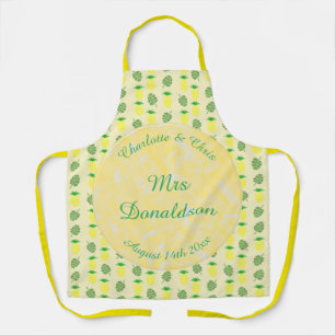 Tropical Summer Wedding Pineapple and Palm Leaves Apron
