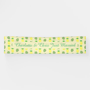Tropical Summer Wedding Pineapple and Palm Leaves Banner