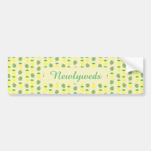 Tropical Summer Wedding Pineapple and Palm Leaves Bumper Sticker
