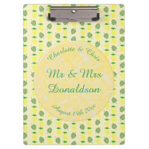 Tropical Summer Wedding Pineapple and Palm Leaves Clipboard