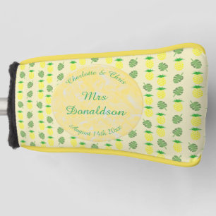 Tropical Summer Wedding Pineapple and Palm Leaves Golf Head Cover