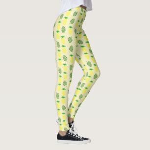 Tropical Summer Wedding Pineapple and Palm Leaves Leggings