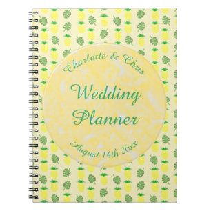 Tropical Summer Wedding Pineapple and Palm Leaves Notebook