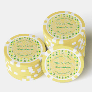 Tropical Summer Wedding Pineapple and Palm Leaves Poker Chips