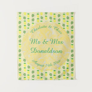 Tropical Summer Wedding Pineapple and Palm Leaves Tapestry
