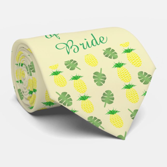 Tropical Summer Wedding Pineapple and Palm Leaves Tie (Rolled)