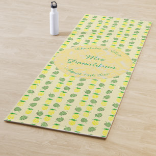 Tropical Summer Wedding Pineapple and Palm Leaves Yoga Mat