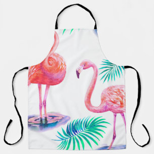 Tropical summer with flamingos palm leaves and exo apron
