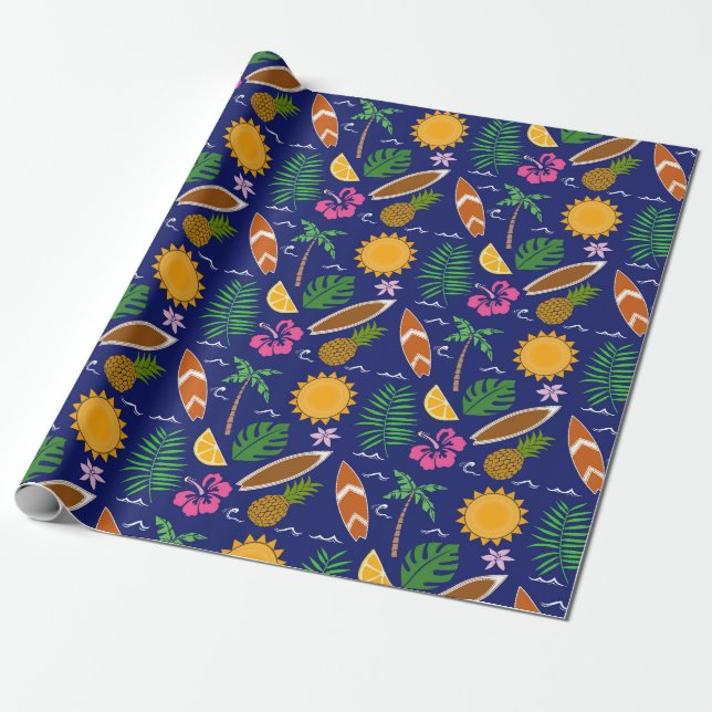 Tropical Summer Wrapping Paper (Unrolled)