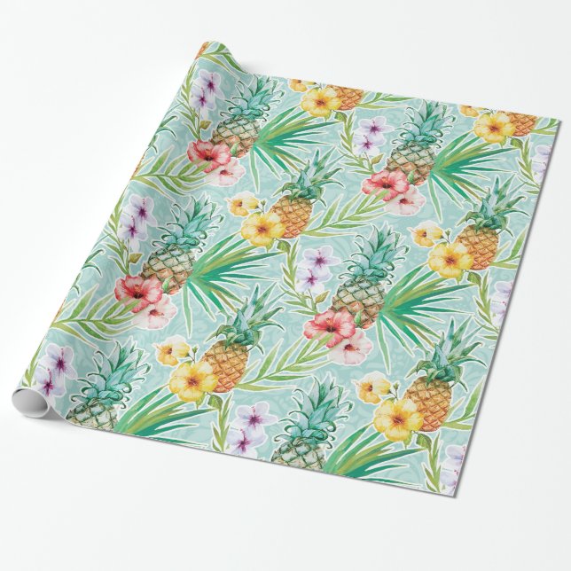 Tropical Summer Wrapping Paper (Unrolled)