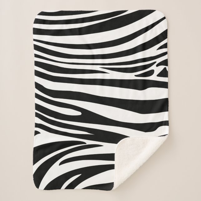 Tropical Summer Zebra Stripes Trendy Pattern Sherpa Blanket (Front)