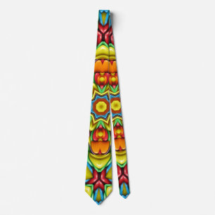Tropical Sunburst Vintage Fractal Kaleidoscope Tie